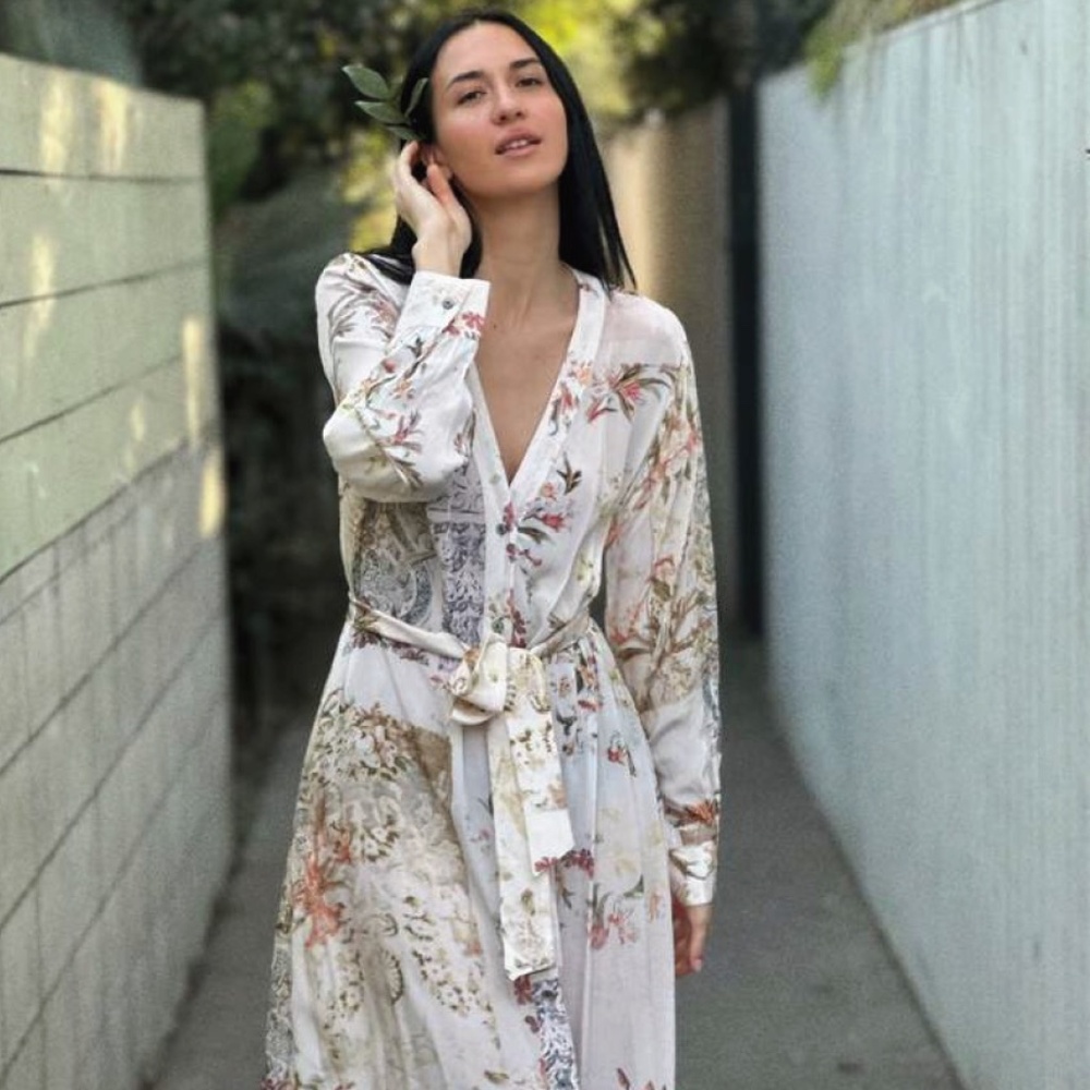 Yavi Long Sleeve Button Down Wrap Dress